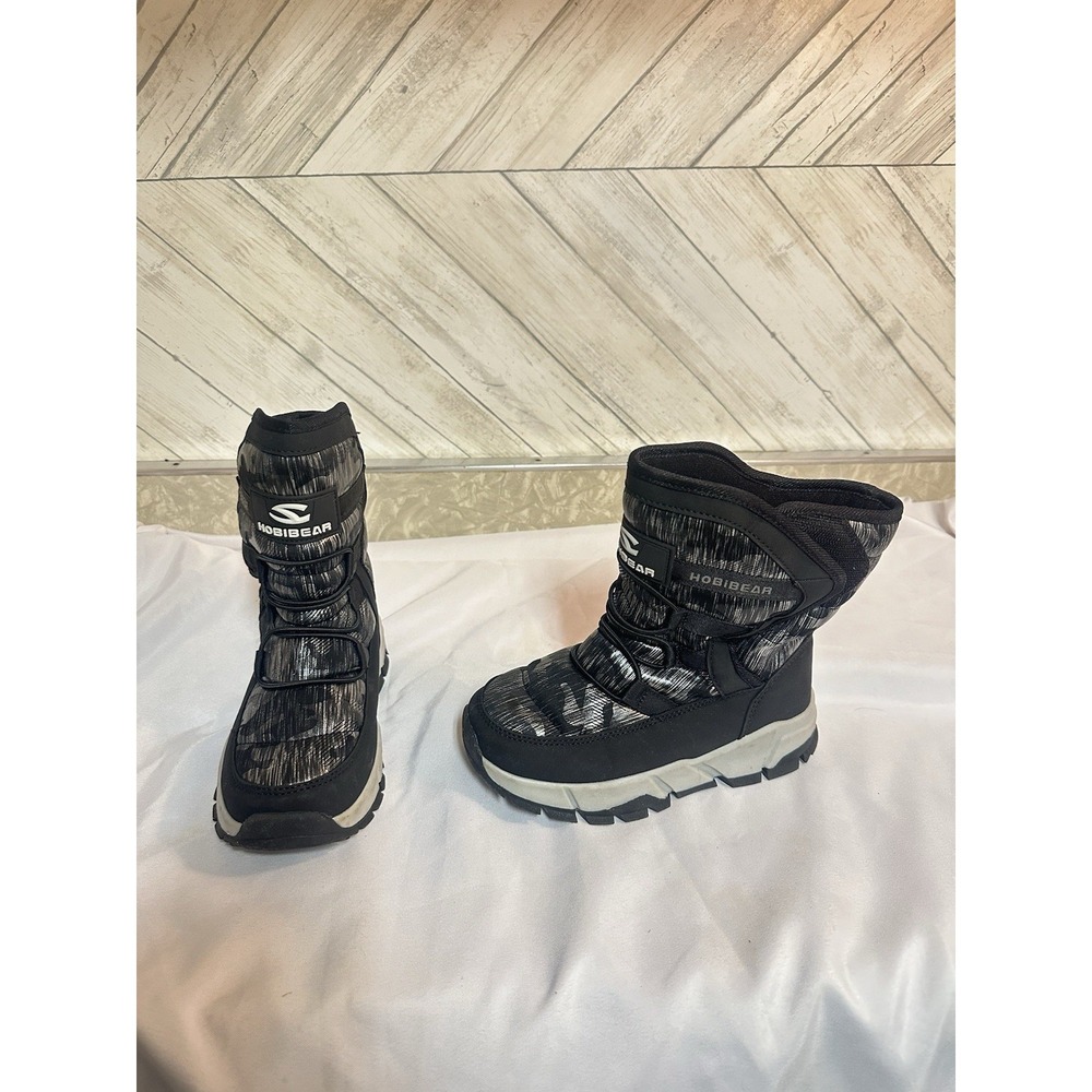 HOBIBEAR Kids Winter Snow Boots Waterproof Faux Fur Lined Shoes Size 2